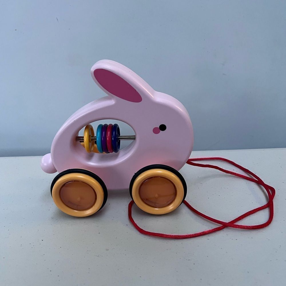Little Mimos Happy Rabbit Pull Along Toy- 6.4"